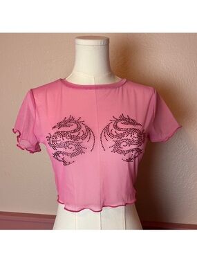 IHeartRaves rave festival mesh rhinestone dragon baby tee sz small